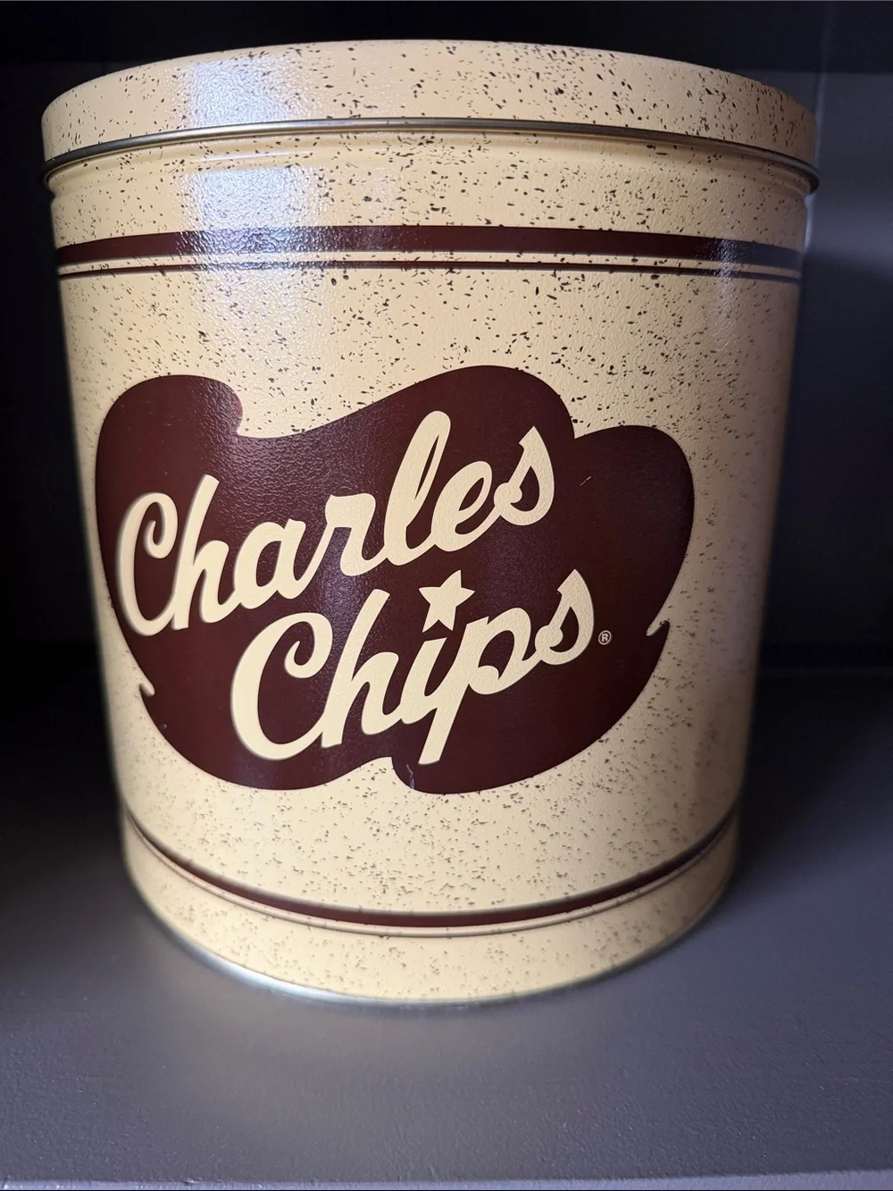 Charles chips, vintage Tin